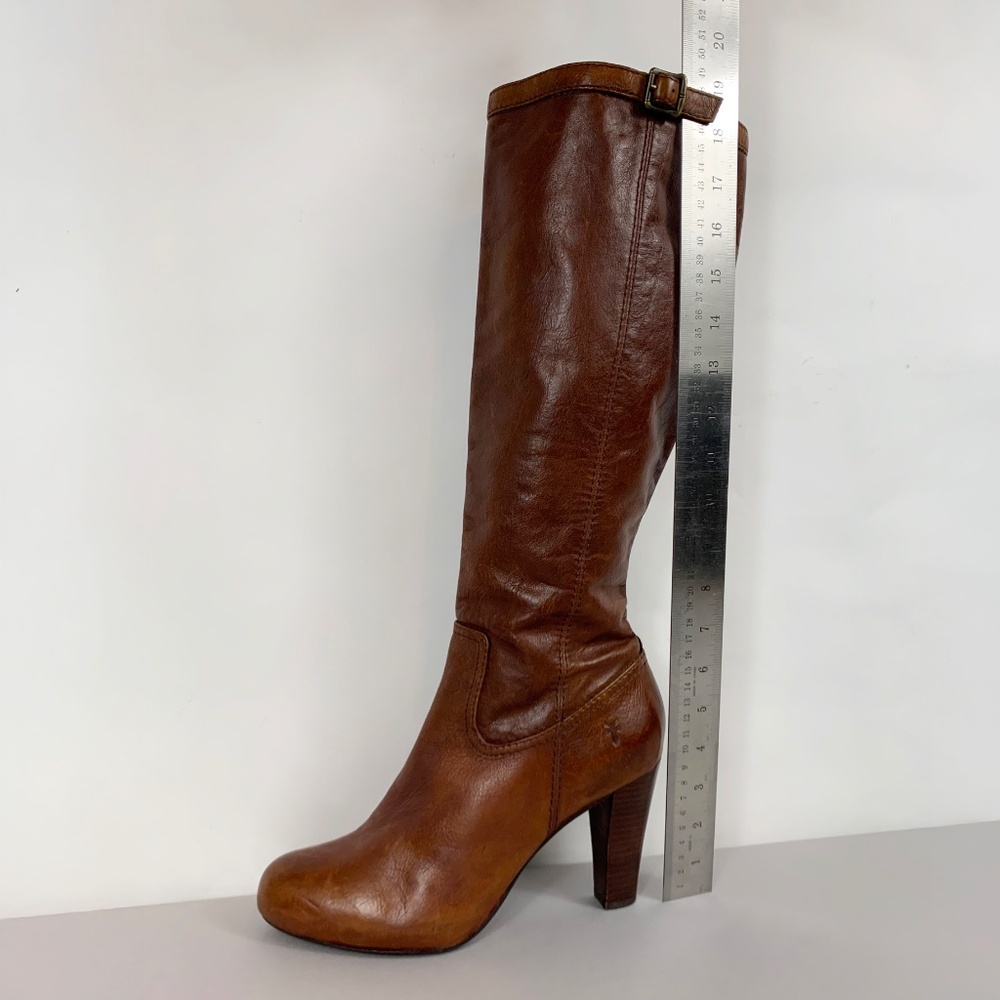 FRYE Leather Miranda Zip Boots in Cognac - Picture 7 of 10